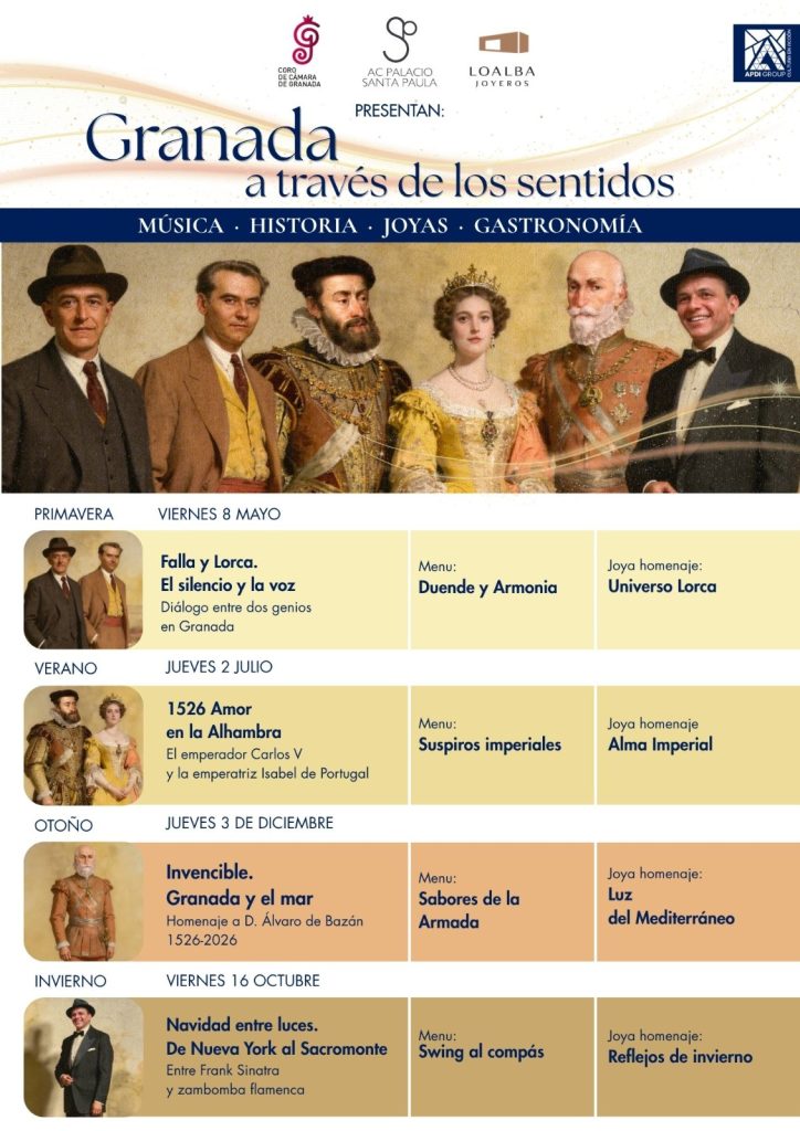 Cartel del ciclo Granada a través de los sentidos en el Hotel Santa Paula